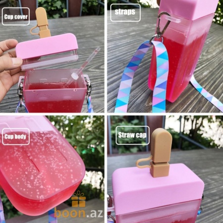 Бутылка для воды в форме "Эскимо" с трубочкой  Ice cream bottle